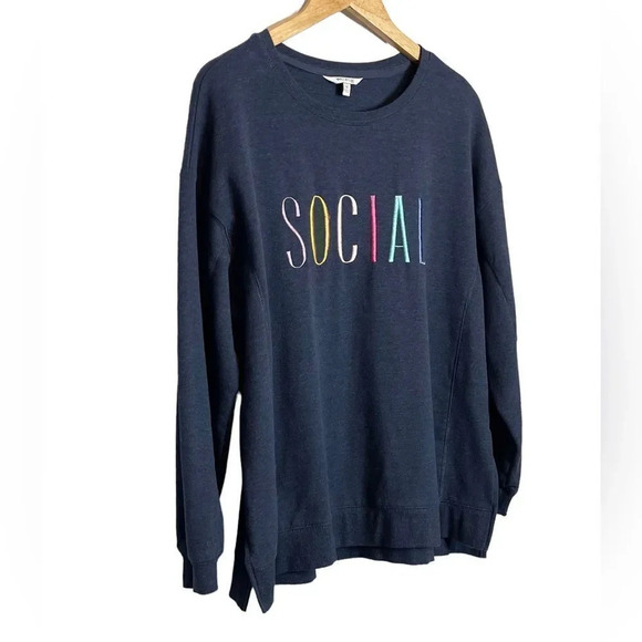 Wildfox | Sweatshirt Crewneck Social Long Sleeve Side Slits Soft Stretch - Picture 5 of 8